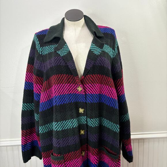 Torrid Plus Size 5X Coatigan Collared Sweater Duster Cardigan Striped Pockets - Picture 6 of 13